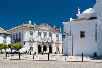 Exterior of building against clear blue sky