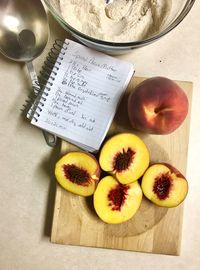 High angle view of fruits on table