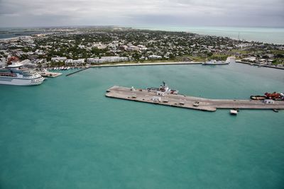 Key west, florida as seen from a helicopter.