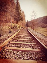 High angle view of railroad tracks against sky