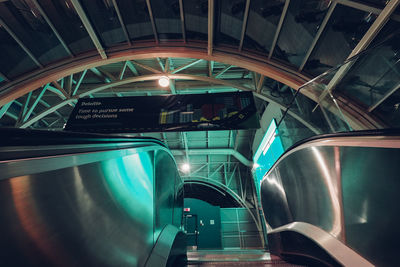 Interior of illuminated railroad station