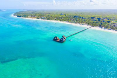 High angle view of sea against sky