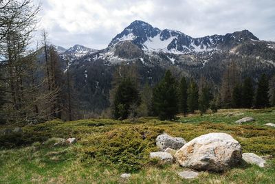 Scenic view of mountains against sky