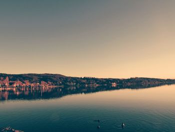 View of lake at sunset