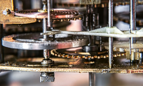 Close view of a vintage beautiful watch mechanism with dust