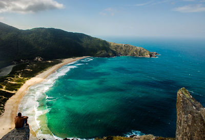 High angle view of sea against sky