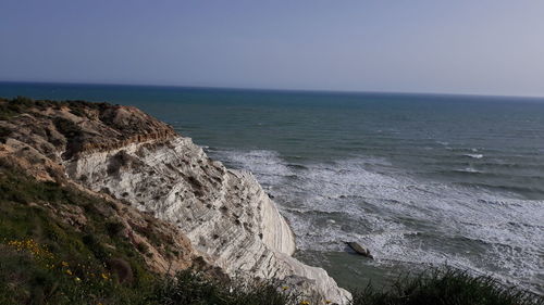 Scenic view of sea against clear sky