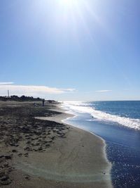 Scenic view of beach against clear sky