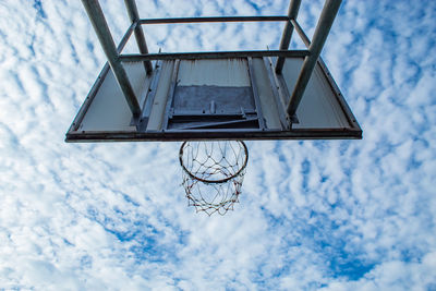 Low angle view of basketball hoop against sky