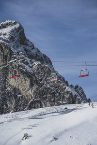 Aerial view of snowcapped mountain against sky