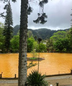 Scenic view of lake against sky