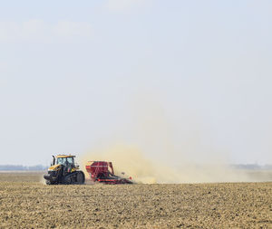 View of construction site on field against clear sky
