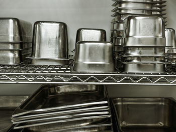 High angle view of containers