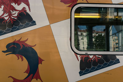 Close-up of bus window