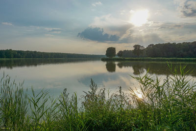 Scenic view of lake against sky