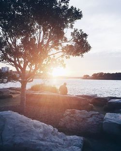 Scenic view of sea against sky during sunset