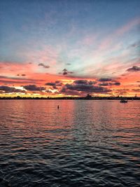Scenic view of sea at sunset