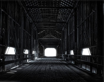 Empty bridge in abandoned building