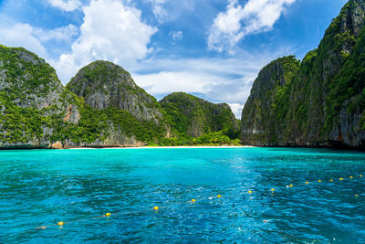 Paradise island at ao maya beach, krabi, thailand.