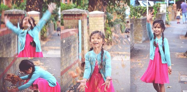 Happy young woman making face