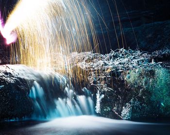 Close-up of water splashing in car