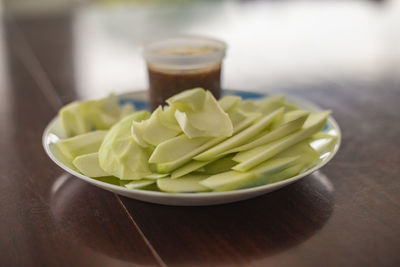 Close-up of juice in bowl on table