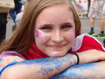 Close-up portrait of smiling girl