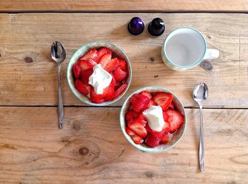 High angle view of dessert in bowl