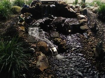 Stream flowing through rocks in forest