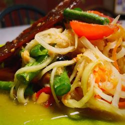 Close-up of salad served in plate