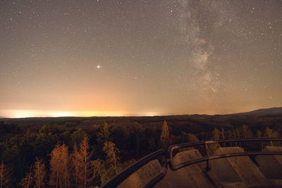 Scenic view of landscape against sky at night