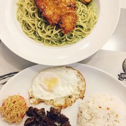 High angle view of meal served in plate