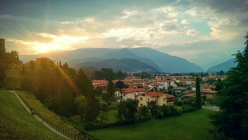 Town at sunset