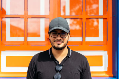 Portrait of young man wearing hat