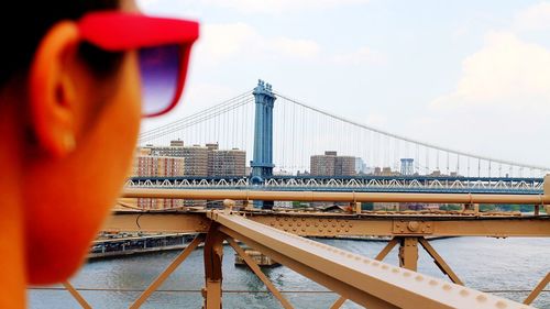 View of suspension bridge against sky