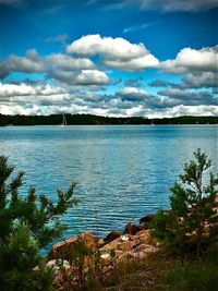 Scenic view of lake against sky