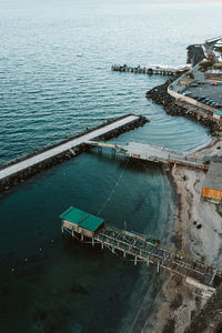 High angle view of swimming pool by sea