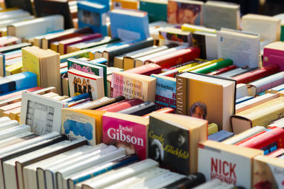 Full frame shot of books on shelf