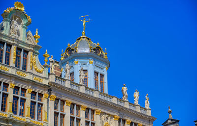 Low angle view of temple building against blue sky