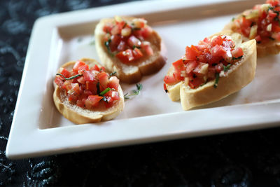 Close-up of served food in plate