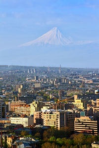 Legendary mount ararat and yerevan city,transcaucasia,armenia.