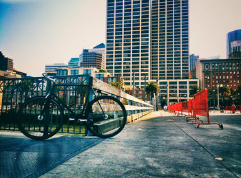 Bicycles parked in a city