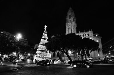 View of illuminated cathedral at night