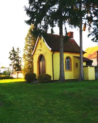 Building on grassy field