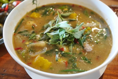 Close-up of soup in bowl