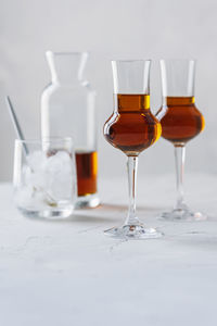 Close-up of beer in glass on table