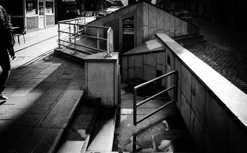 High angle view of staircase in building
