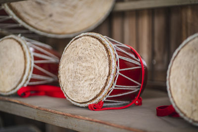 Close-up of wooden table