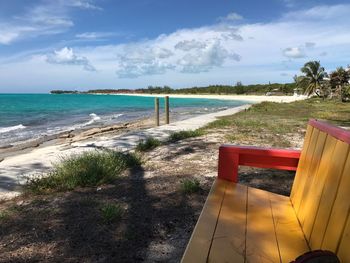 Scenic view of beach against sky