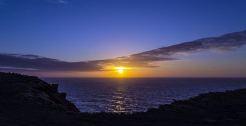 Scenic view of sea at sunset